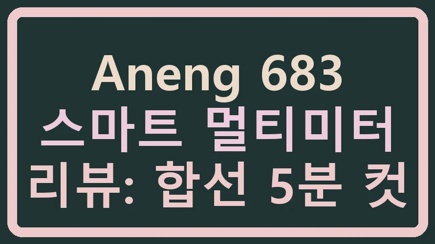 Aneng 683 스마트 멀티미터 리뷰: 합선 5분 컷