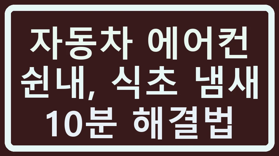 자동차 에어컨 쉰내, 식초 냄새 10분 해결법