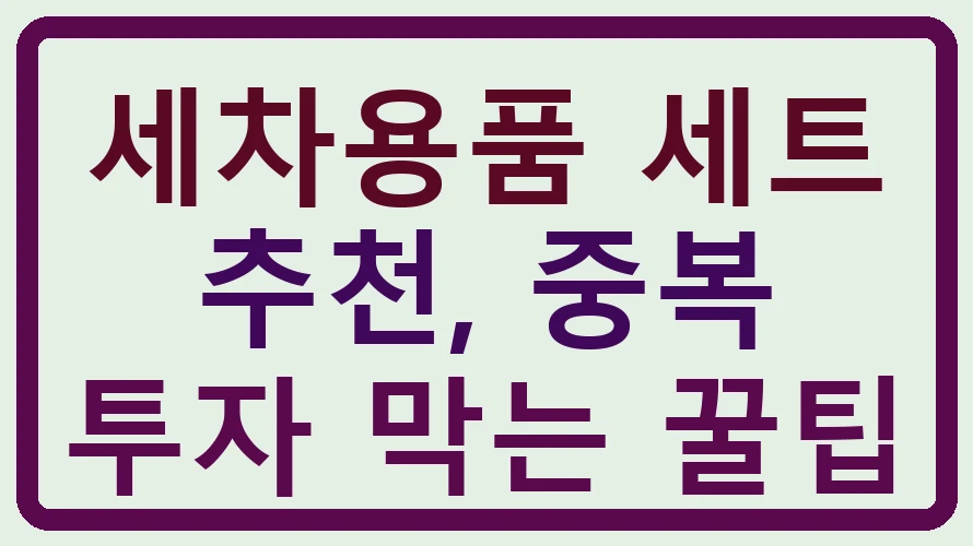 세차용품 세트 추천, 중복 투자 막는 꿀팁