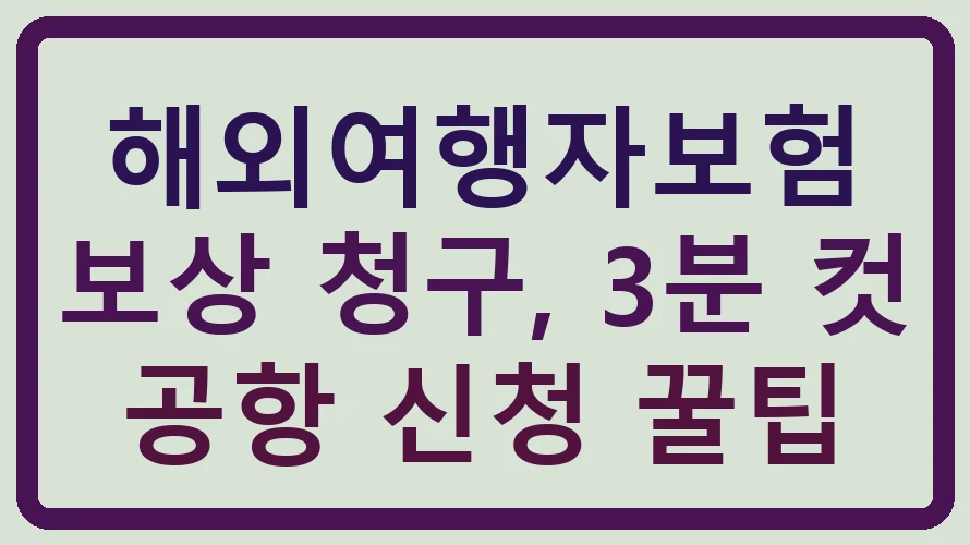 해외여행자보험 보상 청구, 3분 컷 공항 신청 꿀팁