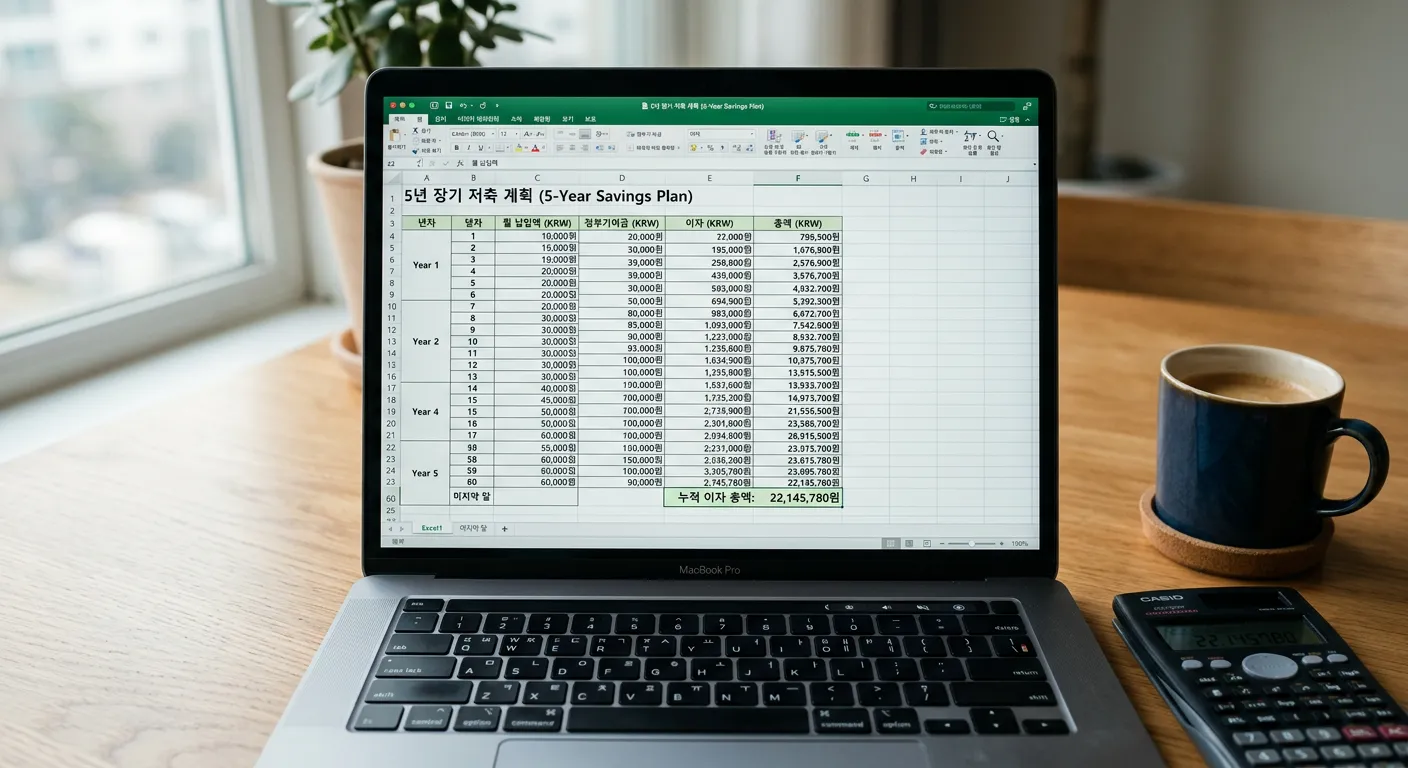 청년미래적금 만기 시 예상 이자 수익 계산 엑셀